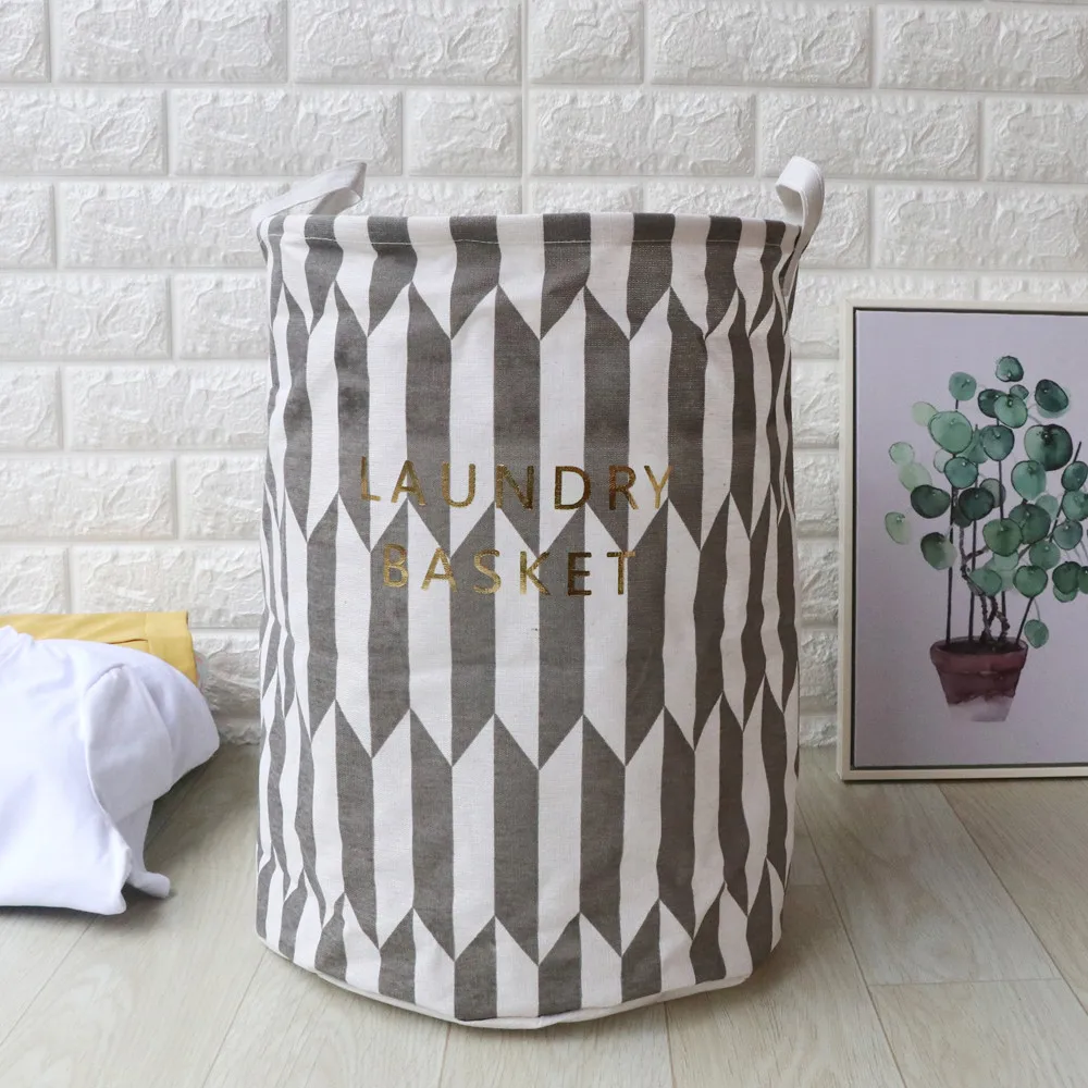 Waterproof Sheets Linen Cotton Clothing Storage Bucket Laundry Organizer Household Foldable Basket Home Supplies | Дом и сад