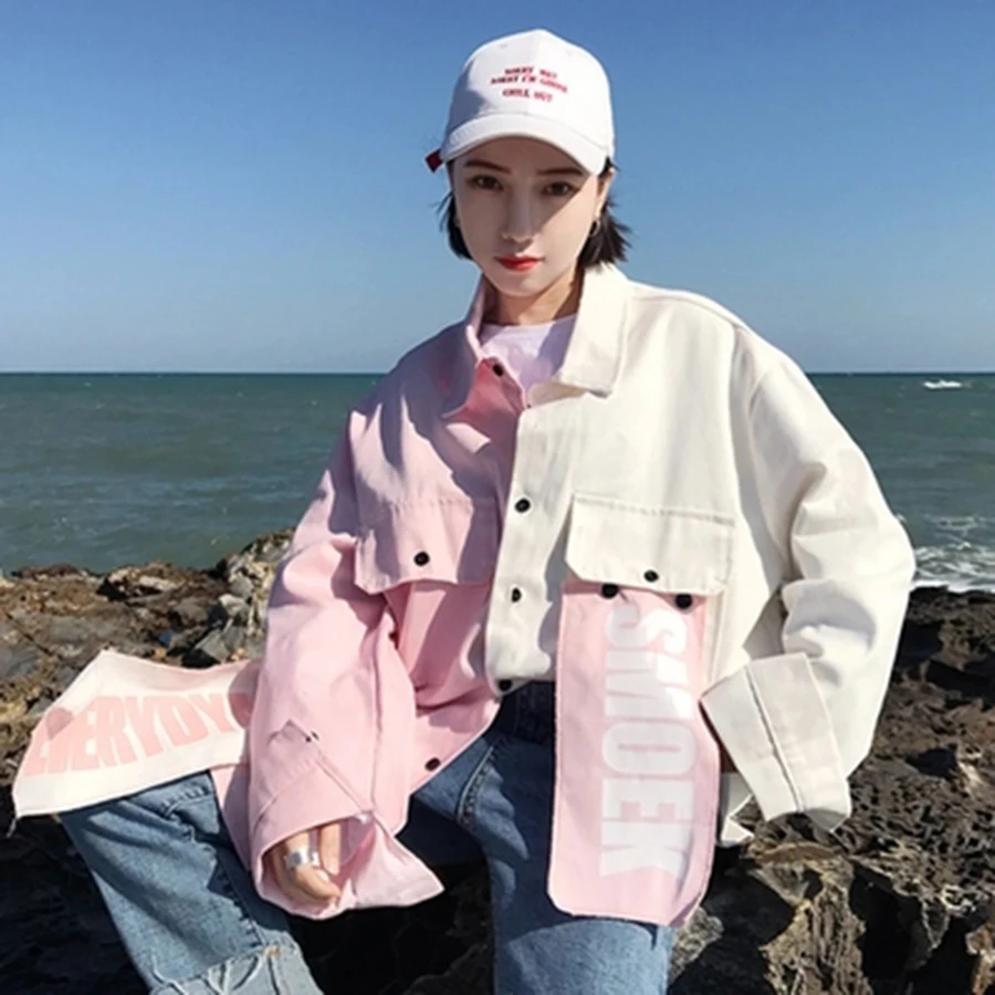 Женская свободная куртка в стиле пэчворк AULEAD весеннее пальто Harajuku уличная бомбер