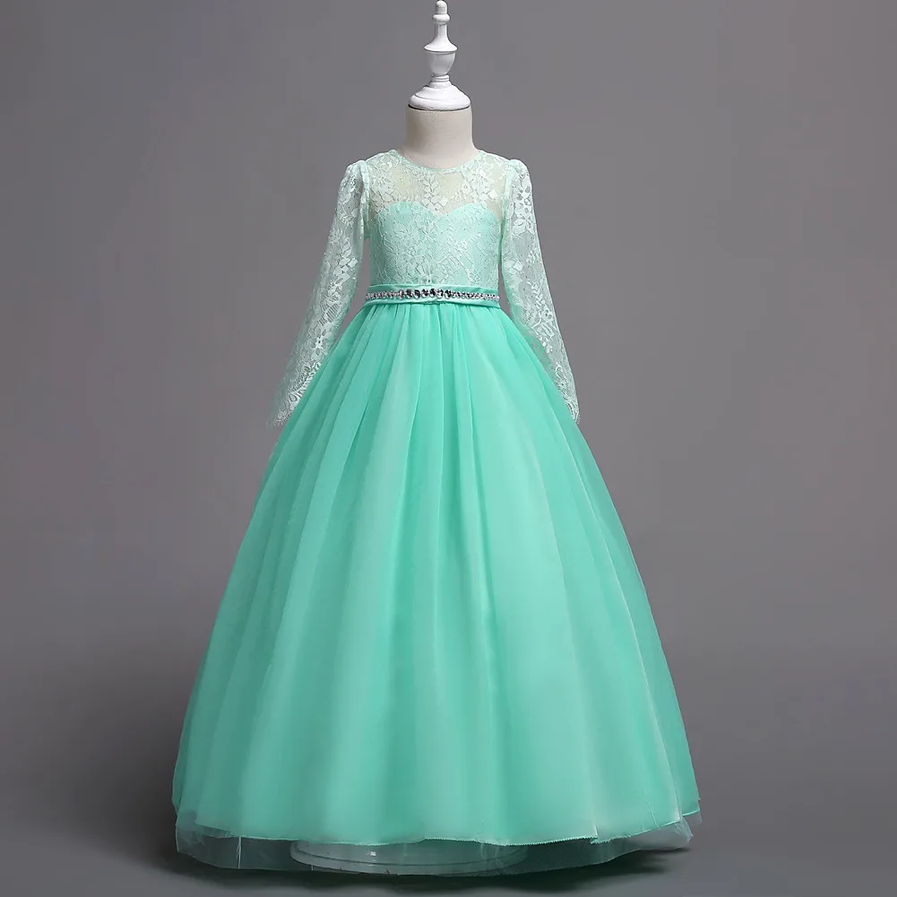 Flower Girl Kid Princess Wedding Pageant Evening Dresses for Girls White Mint Green Red Hot Pink Lavender Childrens Party Gowns | Детская