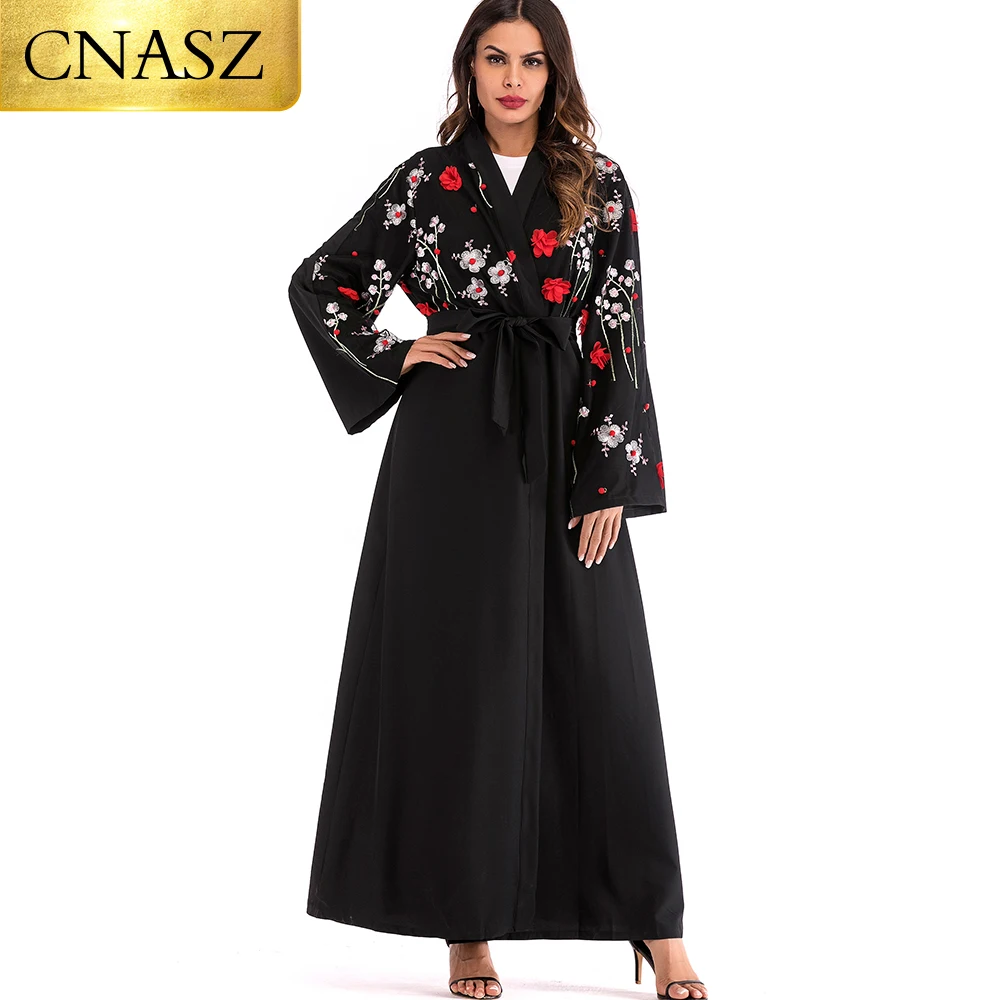 Abaya модный Дубай кафтан арабский мусульманский Женский Длинный Цветочный кимоно