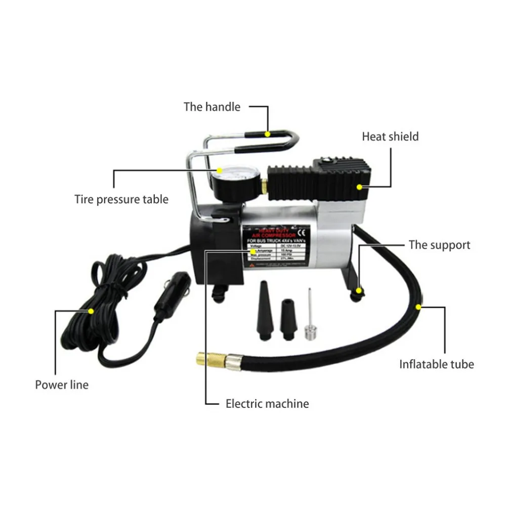 Супер Воздушный компрессор 100PSI шинный насос 120 Вт DC12V металлический