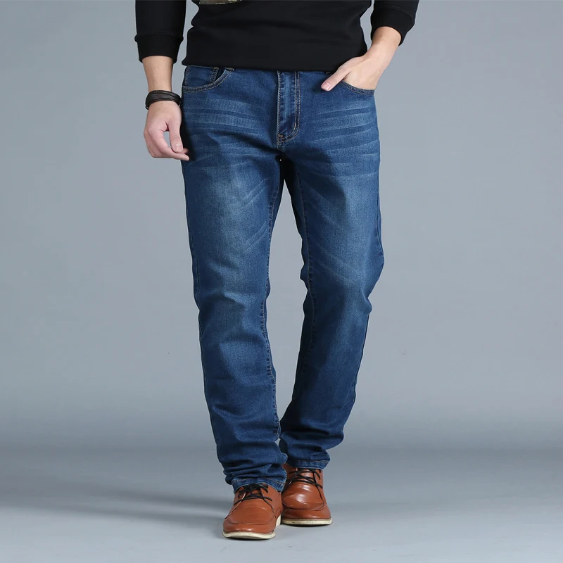 Мужские прямые джинсы больших размеров классические брюки из денима на осень и