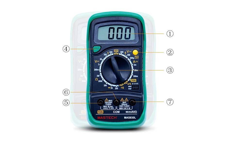 MASTECH MAS830L Мини цифровой мультиметр Подсветка Ручной многофункциональный мультиметр
