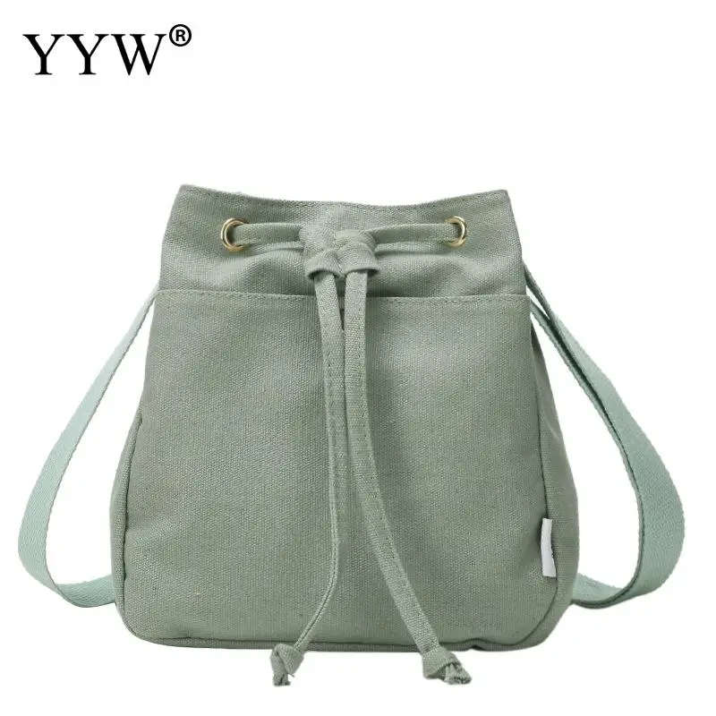 

Casual Crossbody Bag For Women Canvas Shoulder Bags Fashion Designer Bucket Bag Handbag 2019 Student Small Purse Green Yellow