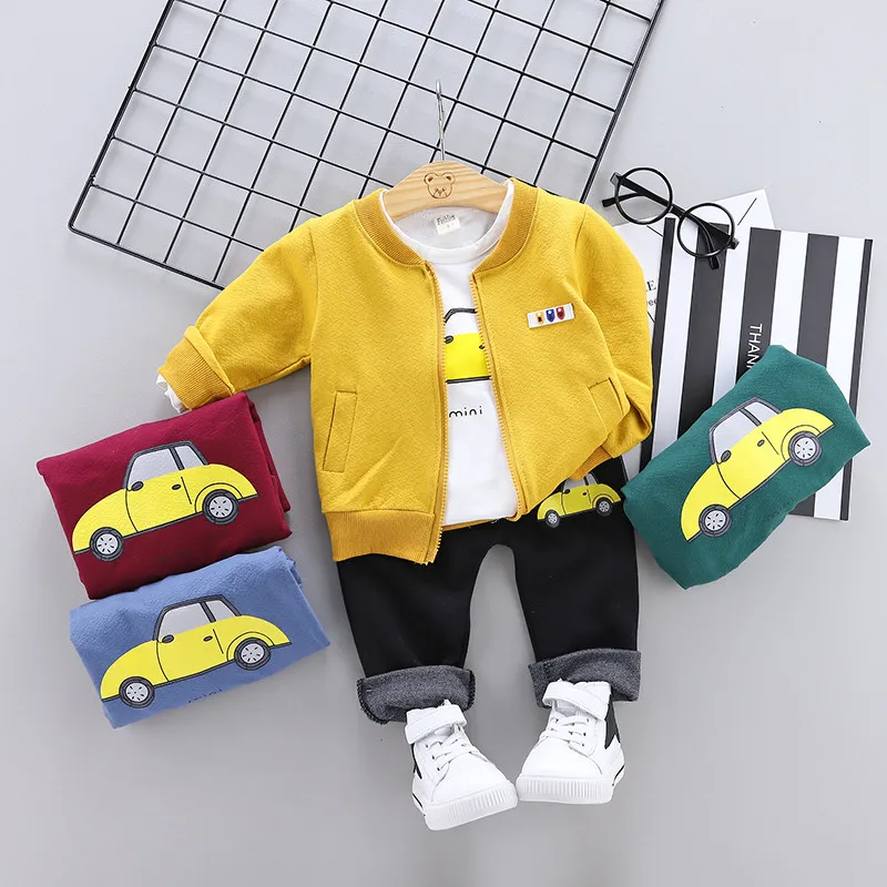 

Baby boy clothing set children clothes boys cartoon sport suit 3 pcs=T-shirt jacket pants sets for spring autumn kids 1-3T