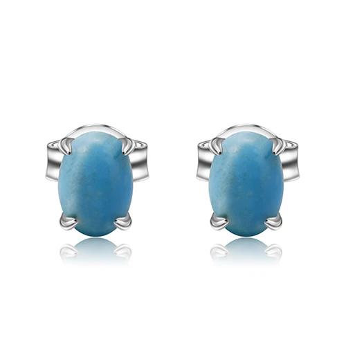 Silver Color GEM'S балетные серьги с натуральным зеленовато-бирюзовым драгоценным камнем, 925 пробы серебряные серьги-гвоздики ручной работы для женщин, хорошее ювелирное изделие - Цвет камня: Silver Color