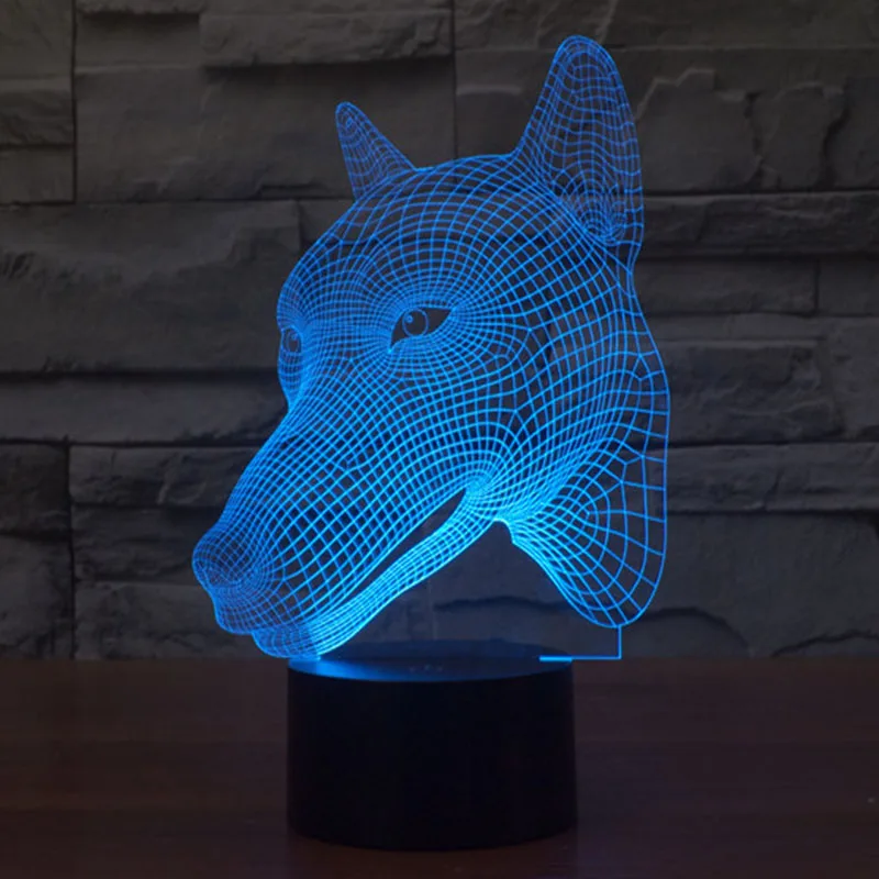 Ночной 3D светильник с головой собаки 7 цветов светодиодный USB зарядкой|light tent