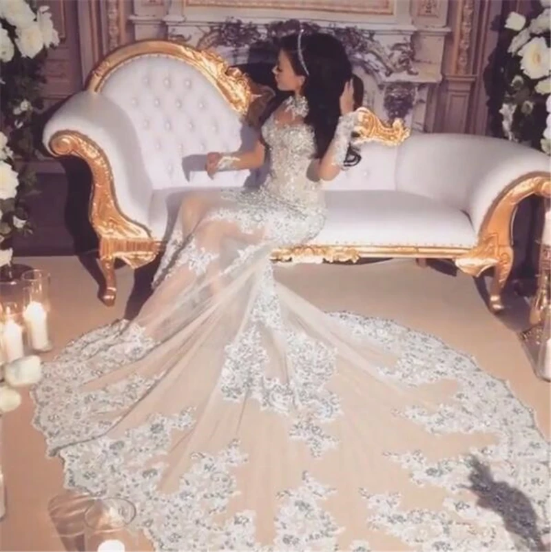 Robe de mariage 2020 роскошные сексуальные свадебные платья русалки со съемным шлейфом с