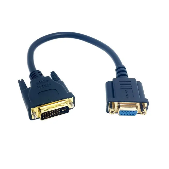 Новый аналоговый кабель преобразователь DVI 24 + 5 штекер на VGA гнездо монитора 20 см