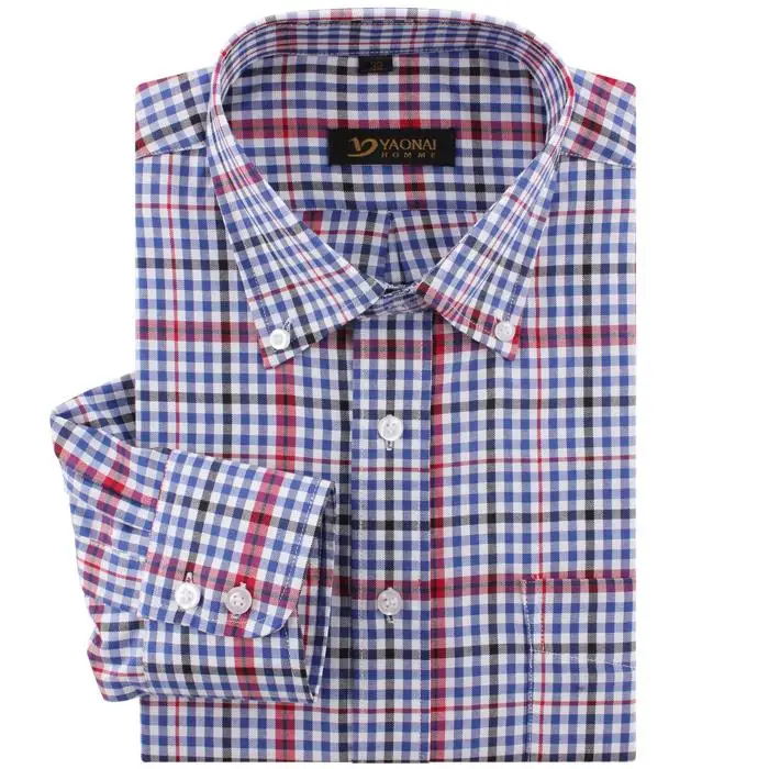 Для мужчин одежда Длинные рукава Повседневная плед бренда платье рубашка скота