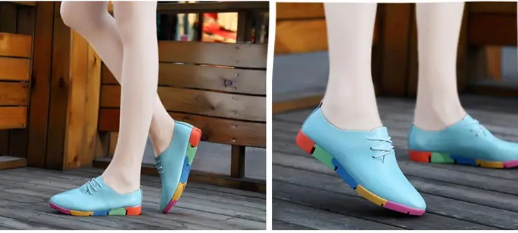 Women shoes flats new fashion genuine leather casual shoes woman flats shoes comfortable lace-up women sneakers plus size