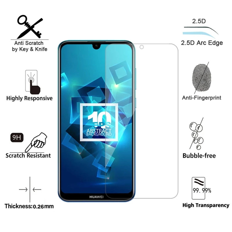 WHAY Защитное стекло для телефона Huawei Y7 2019 защита экрана 2.5D 9H закаленное защитная