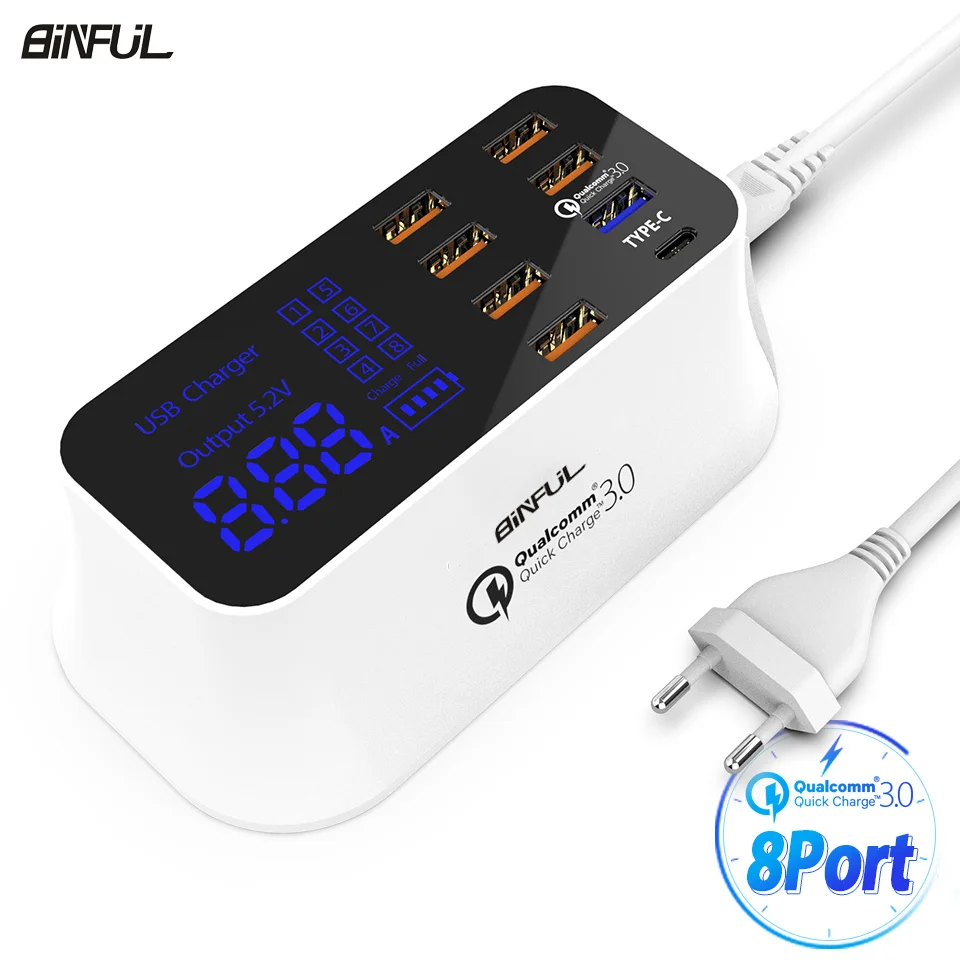 8 портов настольное зарядное устройство USB Quick Charge 3 0 и usb-разветвитель для Iphone samsung