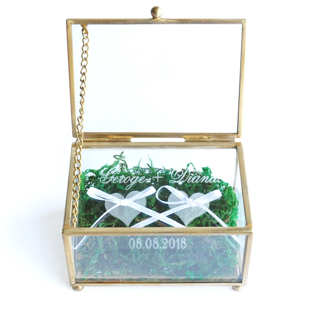 Прозрачное стеклянное обручальное кольцо Bearer Box держатель пользовательские