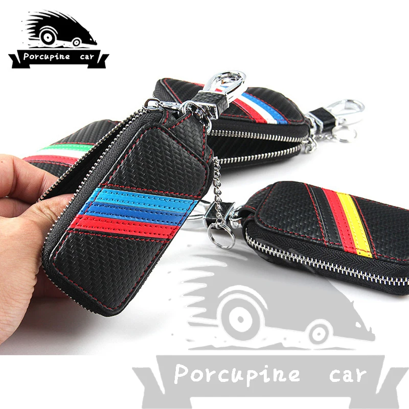 Кожаный чехол из углеродного волокна для автомобильных ключей Audi Mercedes Peugeot Toyota Vw