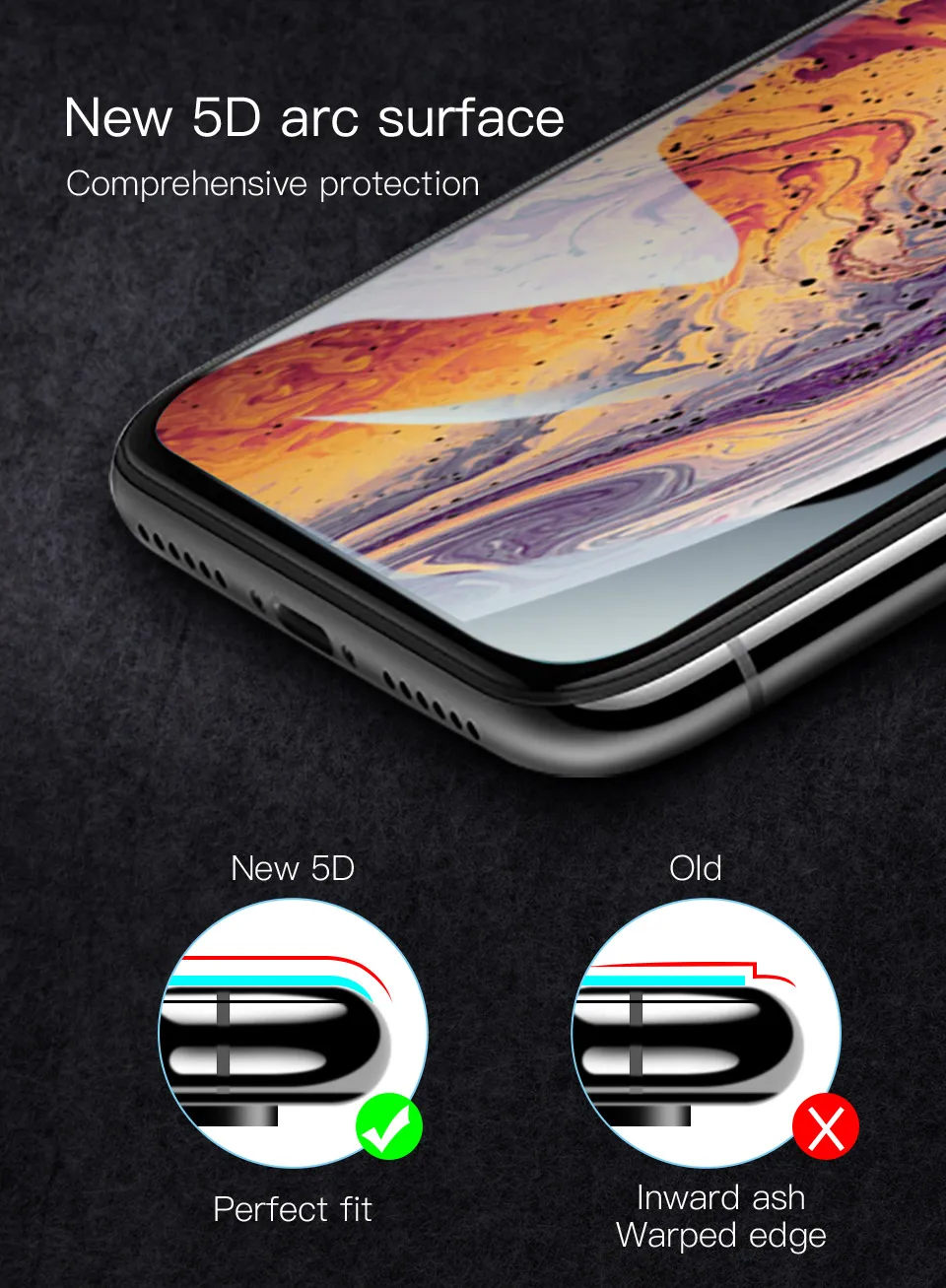 PZOZ iPhone Xs Max X Xr S Защита экрана 0,3 мм закаленное стекло 5D с закругленными краями полное покрытие Защитная пленка для телефона