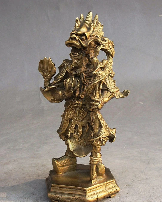 6 &quotнародное искусство Китая фэншуй латунная подставка дракон король властелин