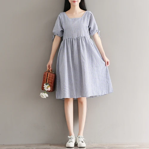 La MaxPa Mori Girl летнее женское Милое Платье голубое розовое клетчатое Femininos Vestidos с