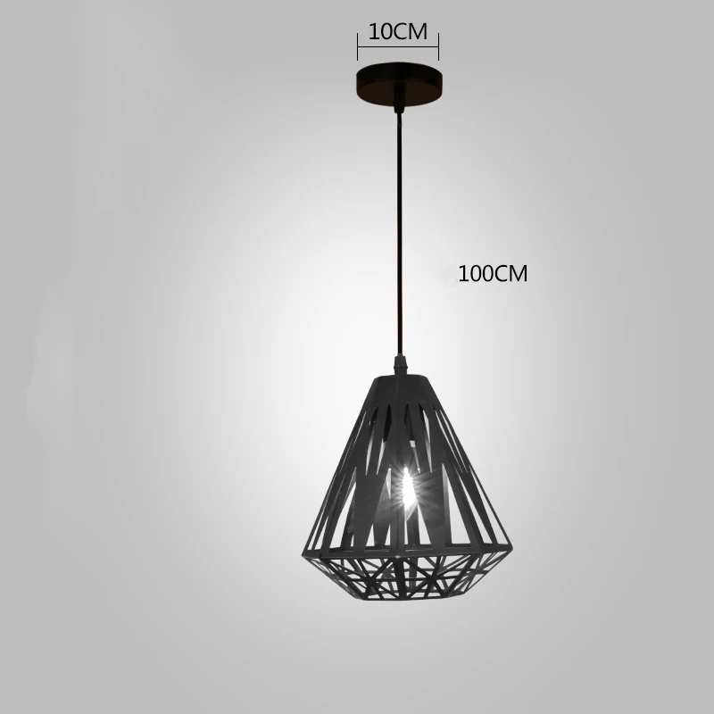 Type 7 no bulb Современный промышленный подвесной светильник в виде клетки, винтажная железная Подвесная лампа, лампа в виде бриллиантовой пирамиды, птицы, лофт, лампа для столовой, кухни - Цвет корпуса: Type 7 no bulb