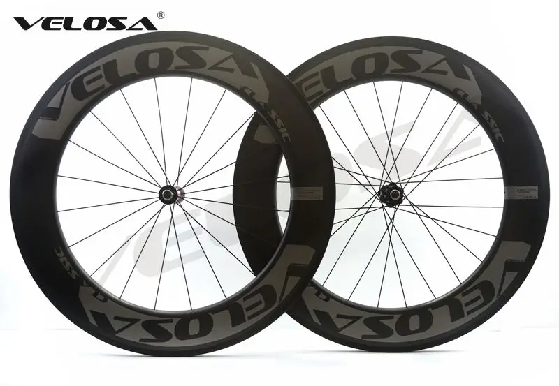 Карбоновые колеса Velosa RACE 80 700C клинкер 88 мм трубчатый DT 240S ступицы Sapim cx ray супер