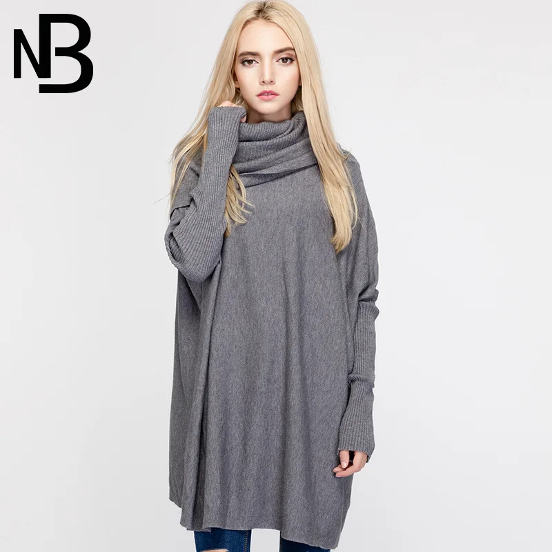 Plus Size Women Sweaters 2017 Knitting Turtleneck Cotton Solid Batwing Female Casual Basic Fashion Winter Loose Pullover A959 | Женская