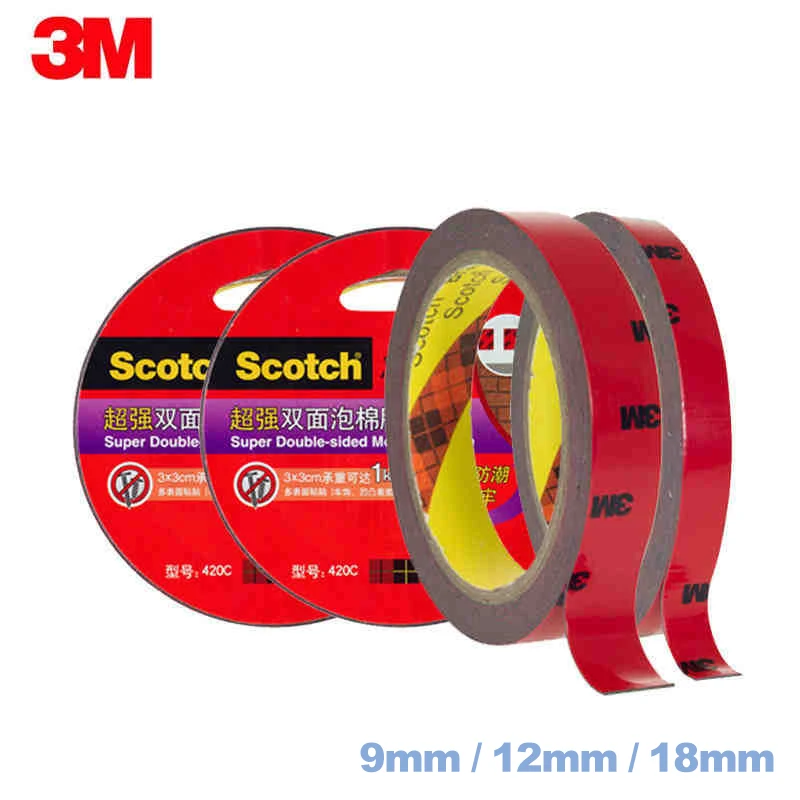 

3M Scotch Strong Adhesive Sponge Powerful Foam Double-Sided Tape Black High Efficiency Mounting Tape Office School Supplies 420C