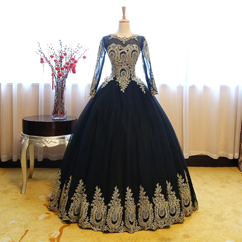 Fashion Vintage Sweet 2021 Free Shipping Lace Red Blue Black Wedding Dress Long Sleeve Plus Size Bridal Ball Gown Robe de Mariee | Свадьбы и