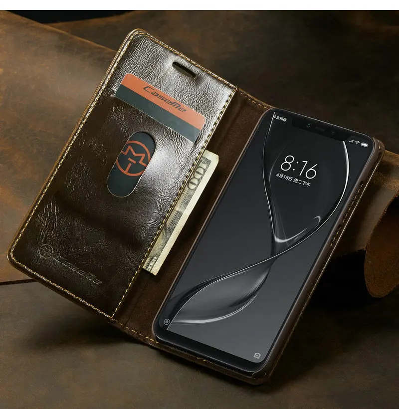 Чехол с магнитным бумажником, чехол для телефона Xiaomi Mi8, Роскошный кожаный флип-чехол R64 для Redmi 6, 6A, Note 6, Pro, чехлы с подставкой для кредитных карт