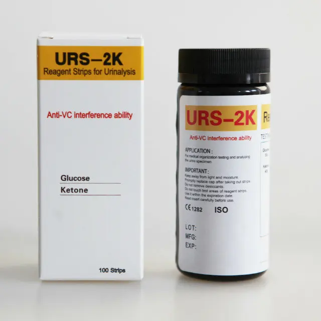URS 2K Глюкоза кетон 100 полосок реагентные полоски для анализа мочи Анализ образцов