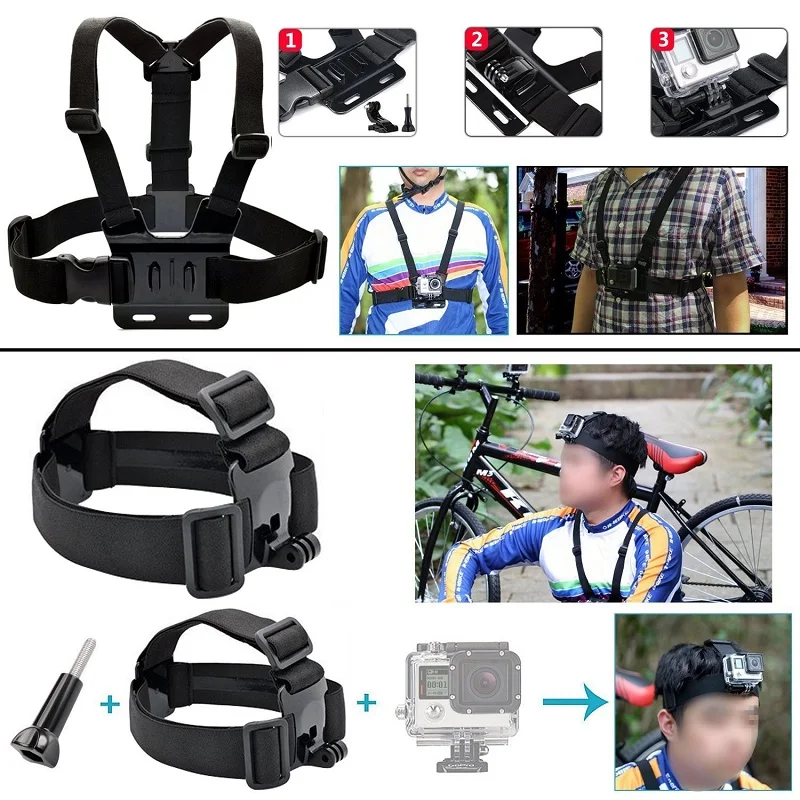 Для Gopro аксессуары для go pro комплект крепления GoPro Hero 5 4 3 + SJ4000 SJ5000 SJ6000 набор
