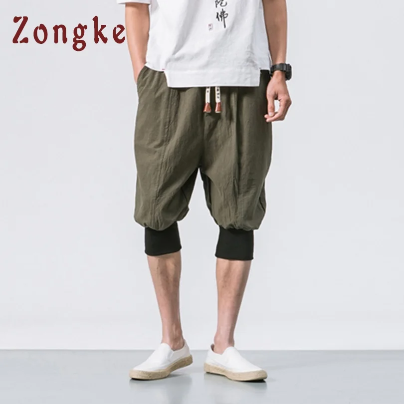 Zongke, китайский стиль, летние льняные хлопковые шорты, мужские уличные шорты, мужские s шорты, мужские шорты, 5XL, хлопковая одежда, весна, новинка