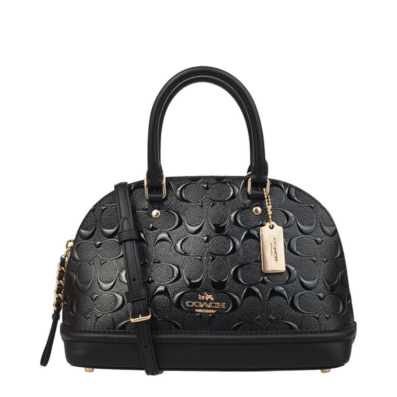 COACH MINI SIERRA SIG тисненая лакированная кожаная сумка F27597 - Цвет: blackF27597IMA45