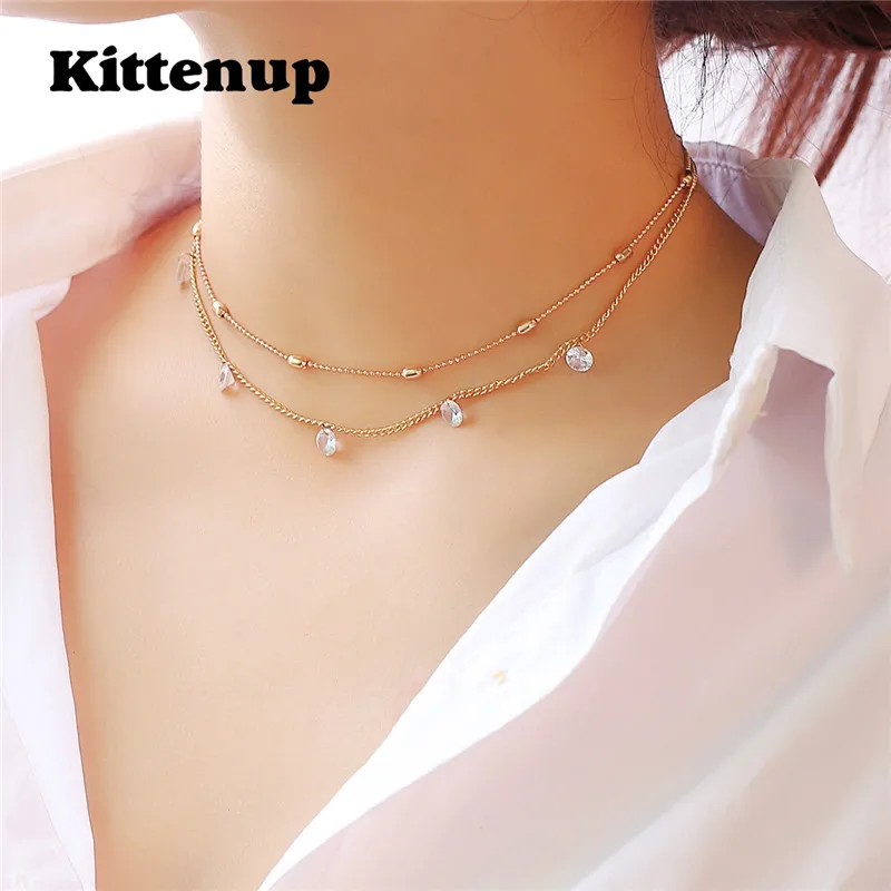 Kittenup Новый Мода Циркон колье цепь Цепочки и ожерелья для Для женщин белый
