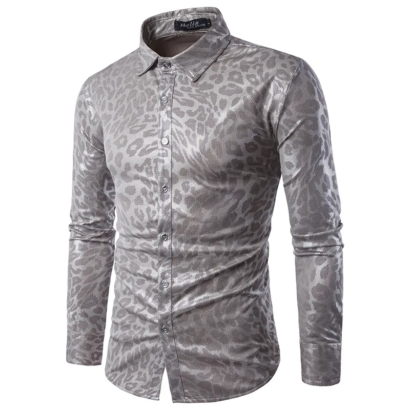 Мода Ночной клуб Для мужчин Рубашки для мальчиков Новинка змеиный принт мужская