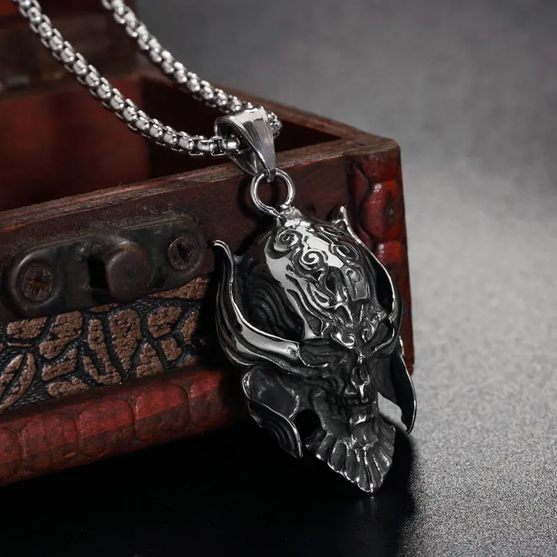 В стиле панк ад кулон Цепочки и ожерелья череп Титан Сталь Для мужчин Ожерелья