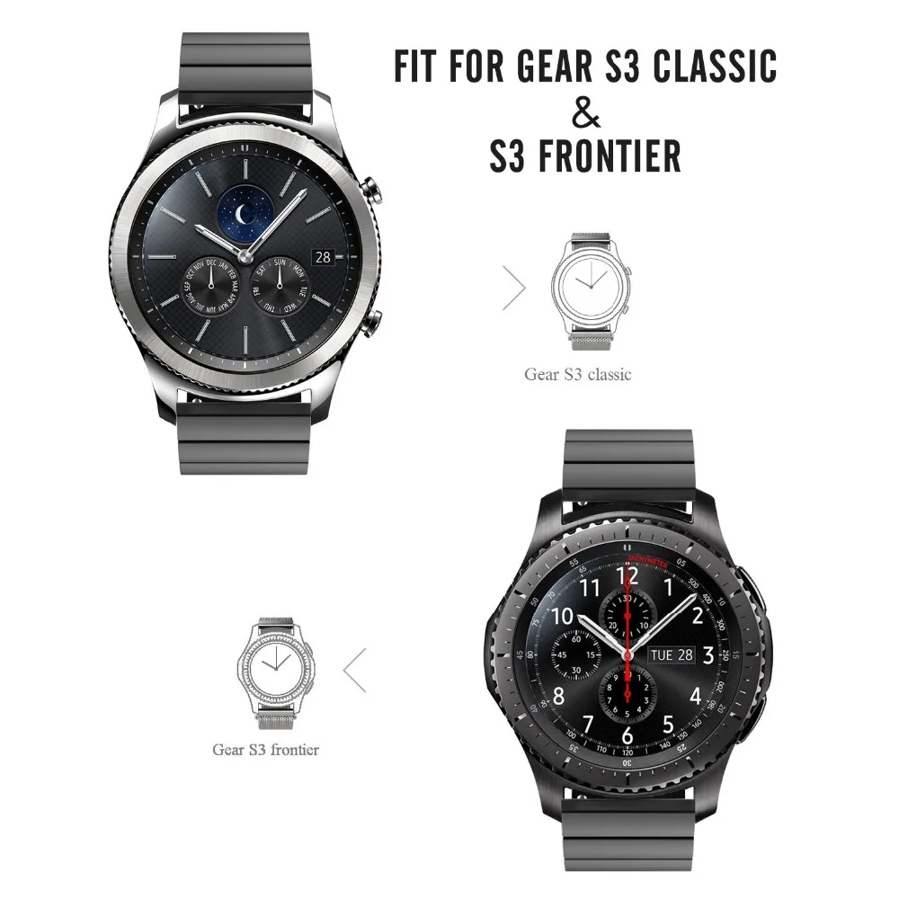 Ремешок для часов Samsung Galaxy Gear s3 Bands s2 классический сменный Браслет из нержавеющей