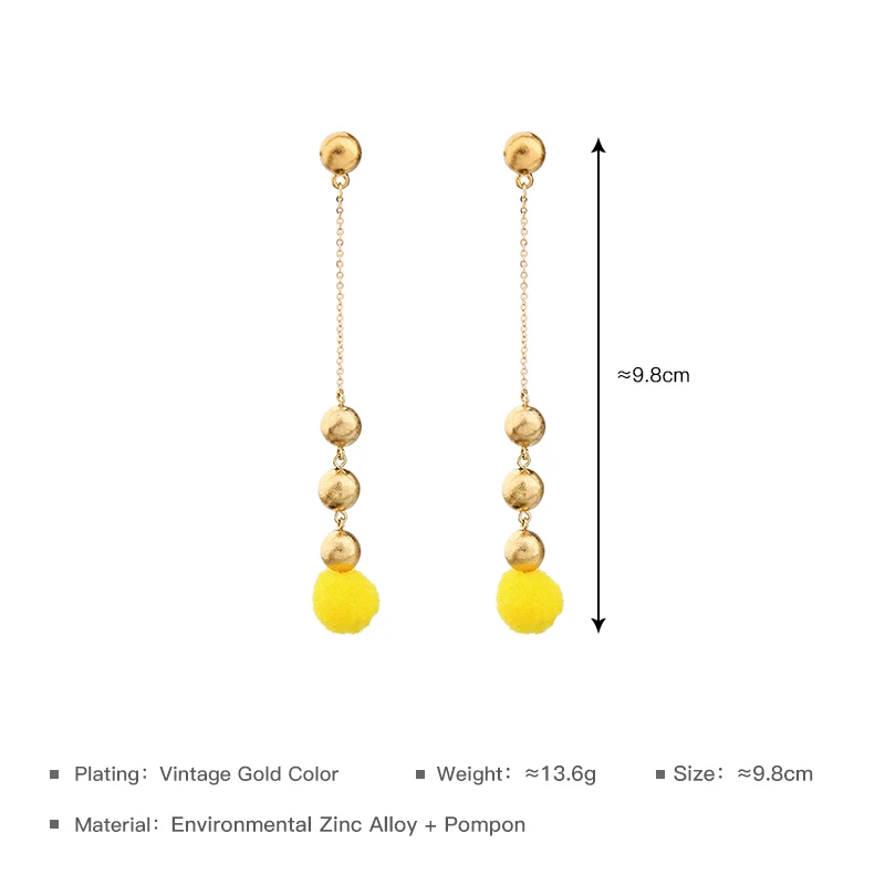 Розовые и белые желтые серьги с помпоном ручной работы модные богемные женские