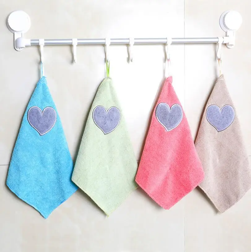 Love Heart microfiber glass dish beatch Hand towel Quick Dry accessories cleaning kitchen Home bathroom washing hanging bath | Дом и сад