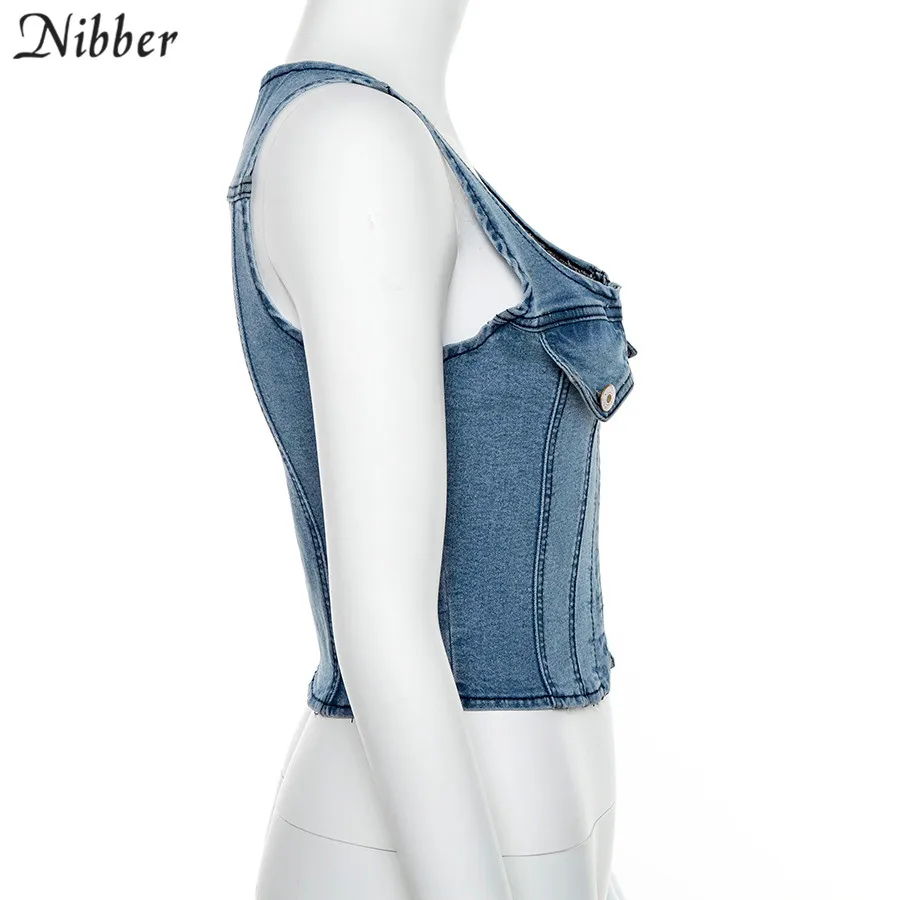 Nibber High street повседневные джинсовые укороченные топы для женщин camisole Летняя мода Панк Базовые Футболки без рукавов тонкие топы на бретелях mujer