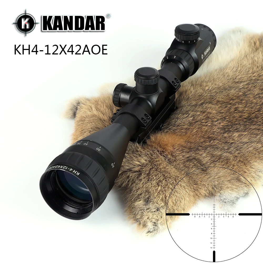 KANDAR KH 4 12x42 AOE охотничий прицел красный светящийся стеклянный травленый