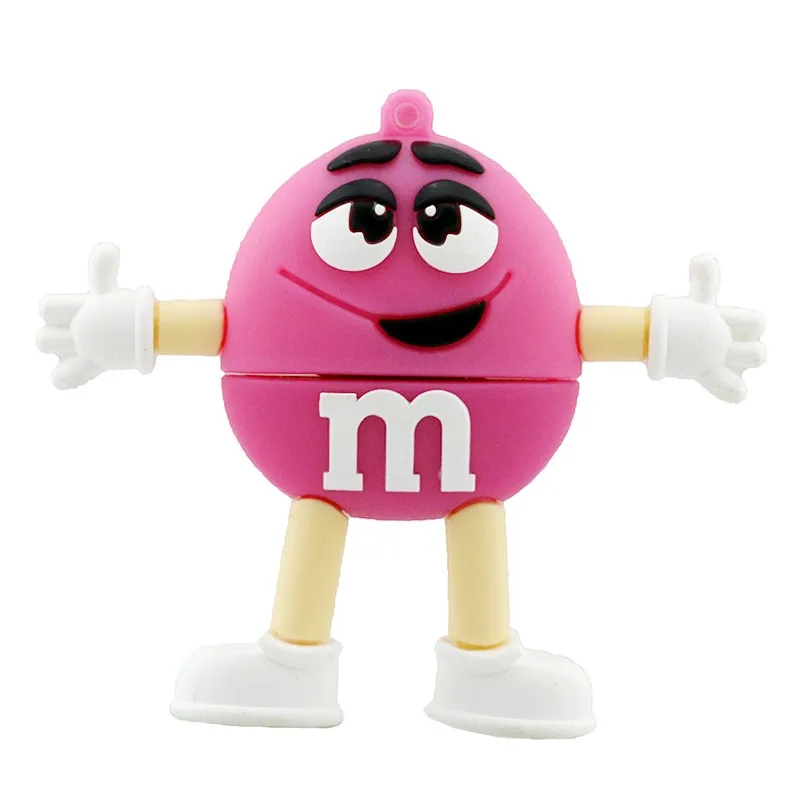 Pink Прекрасный USB 2,0 мультфильм шоколад M&M радужные бобы конфеты USB флэш-накопитель 4 ГБ 8 г 16 ГБ 32 ГБ 64 Гб Флешка флэш-карта памяти подарки - Цвет: Pink