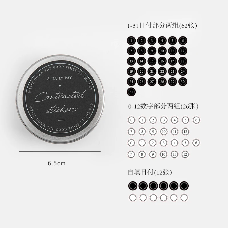 100pcs/box number round Journal Decorative Iron box Stickers set Scrapbooking Stick Label Diary Stationery Album Vintage Sticker - Цвет: 4
