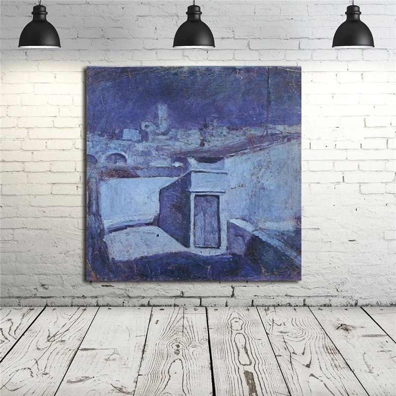 

Pablor Picassoes Blue Period Roofs Of Barcelona Wall Art Canvas Posters Prints Oil Painting Wall Pictures For Bedroom Home Decor