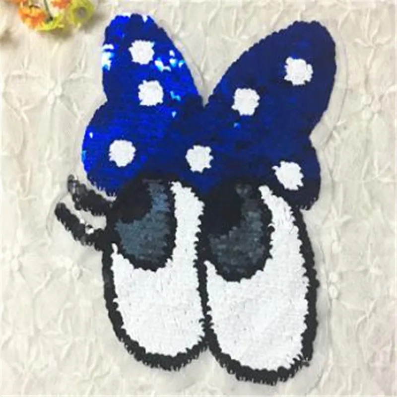 Free shipping patch up and down flip sided sequins 21cm cartoon dot bow eyes patches for clothing deal with it fabric clothes | Дом и сад