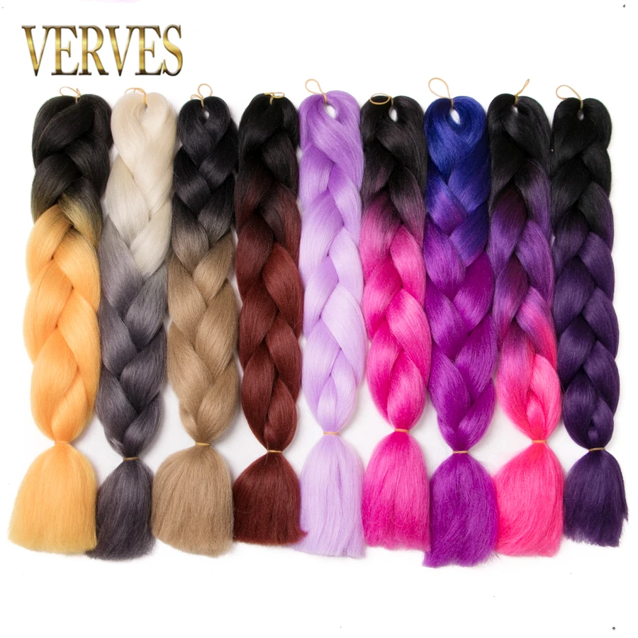 VERVES плетение волос 5 шт./упак. 24 ''большие синтетические косы 100 г/шт. ombre Цвет термостойкие волокна для наращивания волос
