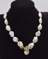 freshwater pearl white flat reborn keshi 18 22mm baroque necklace 17inch fppj wholesale beads nature