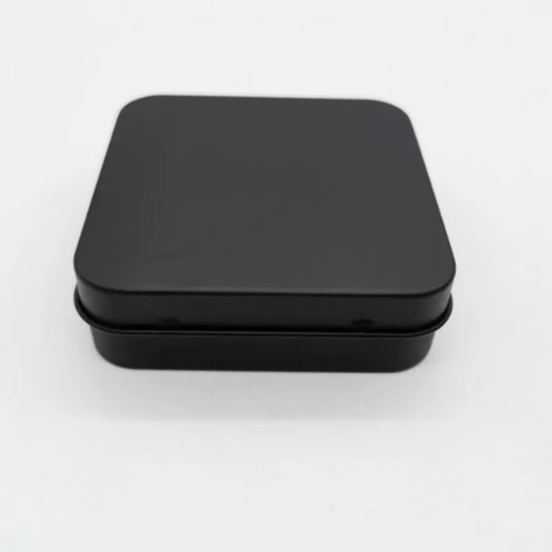 black color Размер: 70x70x23 мм Маленькая квадратная жестяная коробка, коробка для упаковки презервативов, металлический чехол для ювелирных изделий, маленькая подарочная коробка - Цвет: black color
