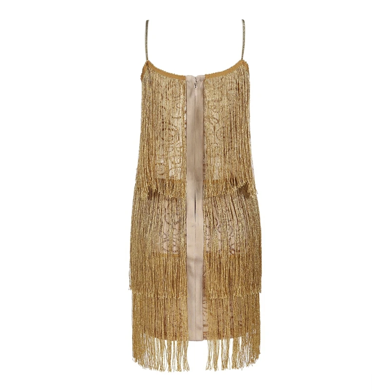 

INDRESSME Sexy V Neck Spaghetti Strap Backless Mini Women Bandage Dress Fashion Tassel Bodycon Spring Women Dress Vestidos