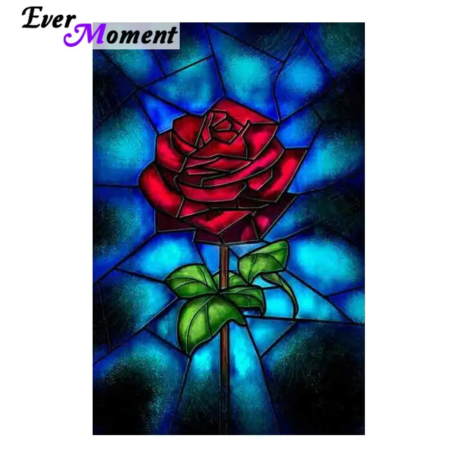 Ever Moment-pintura de pared de mosaico de diamantes de rosa roja, bricolaje, 5D, bordado de rosas rojas, arte de flores, ASF827-0
