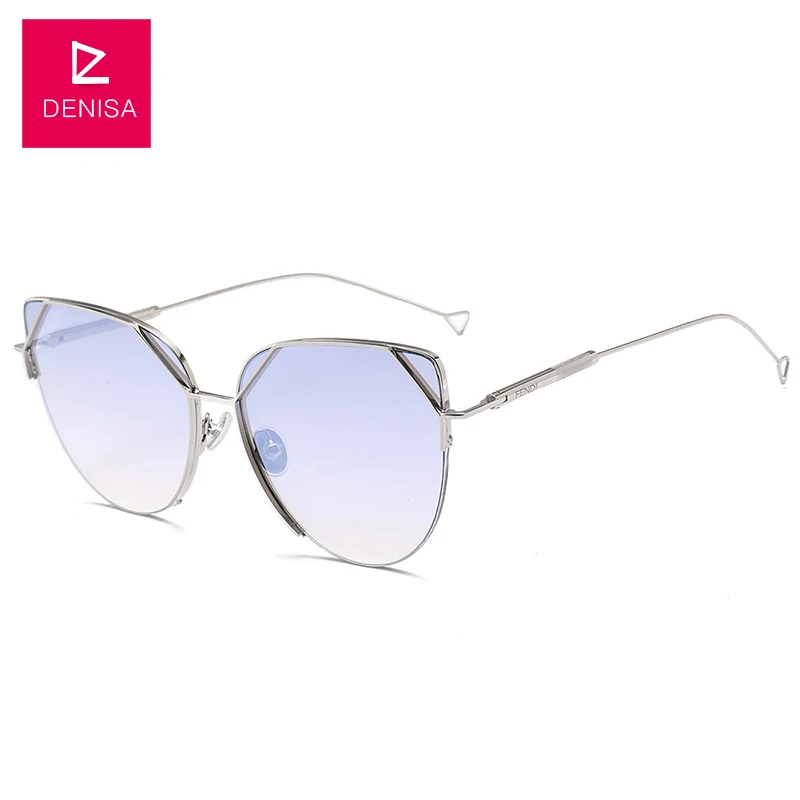 Silver Blue DENISA, Ретро стиль, кошачий глаз, женские солнцезащитные очки,, новая мода, женские очки для вождения, Ретро стиль, солнцезащитные очки, UV400 zonnebril dames FF629/S - Цвет линз: Silver Blue